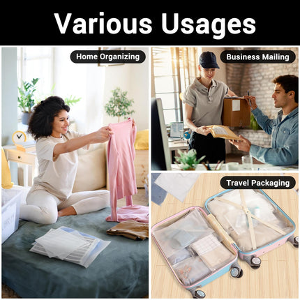Clothing Storage Bags - Travel Organizer - Suitcase Organizer - Resealable Bags - Packing Bags - Garment Bags - Waterproof - Dust-Free - Holiday Items - Travel Bag Accessories - 5 Sizes - Translucent - 100 Pieces.