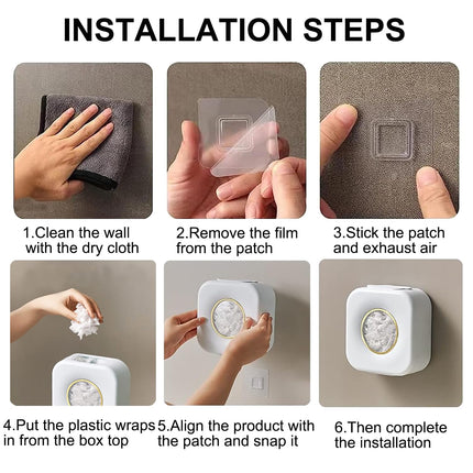 Cling film dispenser - Plastic bag holder - Kitchen organizer - Covers - Storage box - Foil holder - Wall mount - Cling film bags - Kitchen accessories - Dispenser - Storage container - Organizer - Storage - white - 1 piece.