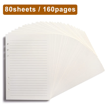 Refill A5 lined - Ring binder paper - Agenda refill - Notebook paper - Loose-leaf paper - School supplies - Office supplies - Writing pad - Notepad - 6 rings - Notepad - Agenda paper - 80 sheets.