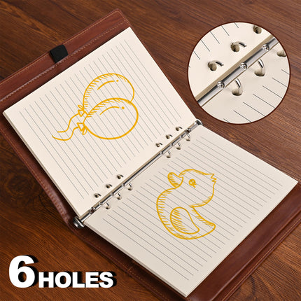 Refill A5 lined - Ring binder paper - Agenda refill - Notebook paper - Loose-leaf paper - School supplies - Office supplies - Writing pad - Notepad - 6 rings - Notepad - Agenda paper - 80 sheets.