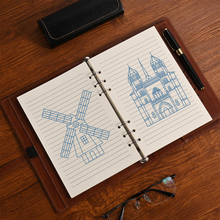 Refill A5 lined - Ring binder paper - Agenda refill - Notebook paper - Loose-leaf paper - School supplies - Office supplies - Writing pad - Notepad - 6 rings - Notepad - Agenda paper - 80 sheets.