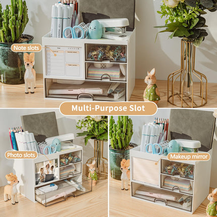 Desk organizer - Pen tray - Desk accessories - Drawer cabinet - School supplies - Office supplies - Storage box with drawers - Pen holders - Desk organizer - Storage system - Storage - white - 1 piece.