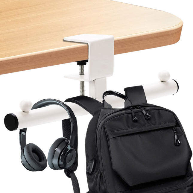 Headphone holder - Bag hook - Desk organizer - Headset holder - Desk accessories - Backpack holder - Gaming accessories - Headphone stand - Hanging hook - Office supplies - Bag hanger - White - 1 piece.