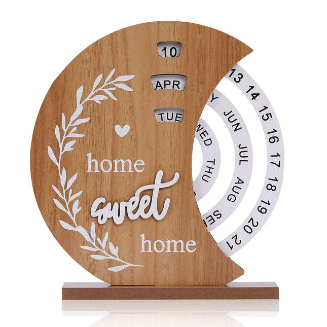Wooden Calendar - Perpetual Calendar - Desk Accessories - Home Decor Living Room - Table Calendar - Wooden Calendar - Vintage Decoration - Date Indicator - Gift Idea - Interior Accessories - Calendar Without Year - 1 Piece.