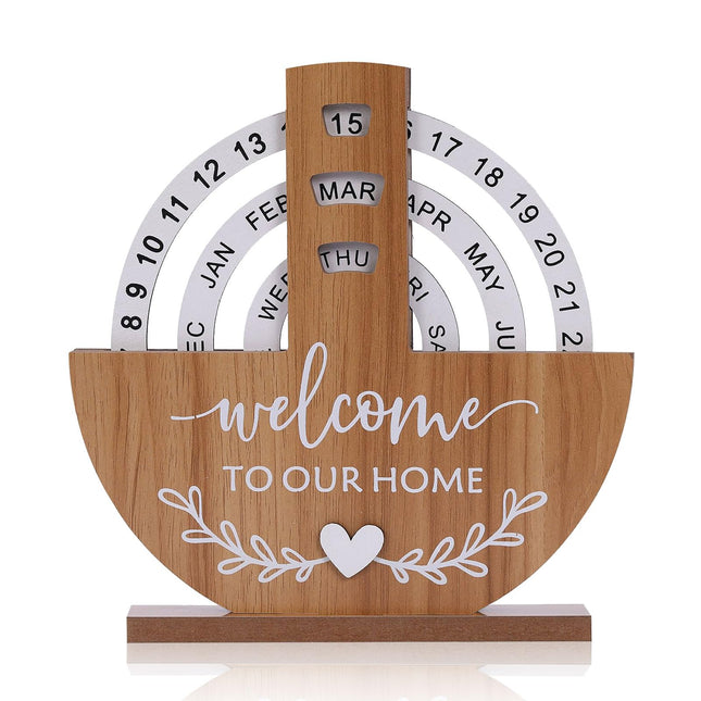 Wooden Calendar - Perpetual Calendar - Home Decor - Desk Accessories - Housewarming Gift - Table Calendar - Hallway Decoration - Vintage Wood - Country Style - Welcome Sign - Date Indicator - New Home Gift - Home Accessories - 1 Piece.