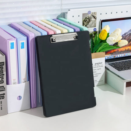 Clipboard A4 - Writing Folder - Foldable Clipboard - Office Accessories - Office Supplies - Nursing - Warehouse - Document Folder - Work Folder - Hospitality - Sturdy Plastic - Privacy Protection - Professional Use - Black - 1 piece.