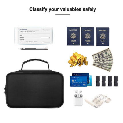 Document Organizer - Storage Bag with Combination Lock - Travel Folder - Documents - Passport Holder - Office Supplies - Security Bag - Water-Repellent - Tablet Storage - Administration - Holiday Accessories - Briefcase - Black - 1 Piece.