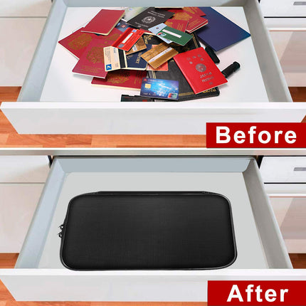 Document Organizer - Storage Bag with Combination Lock - Travel Folder - Documents - Passport Holder - Office Supplies - Security Bag - Water-Repellent - Tablet Storage - Administration - Holiday Accessories - Briefcase - Black - 1 Piece.