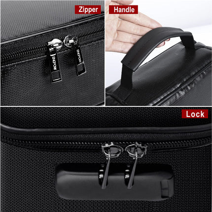 Document Organizer - Storage Bag with Combination Lock - Travel Folder - Documents - Passport Holder - Office Supplies - Security Bag - Water-Repellent - Tablet Storage - Administration - Holiday Accessories - Briefcase - Black - 1 Piece.
