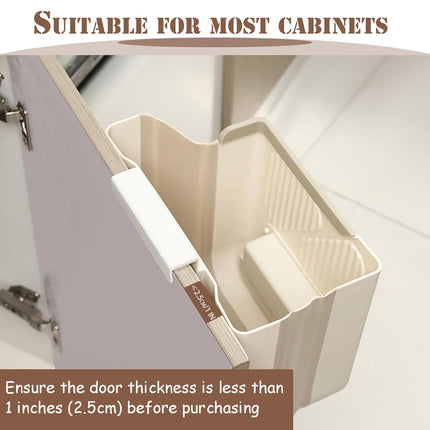 Hanging Waste Bin - Foldable Waste Bin - Kitchen Accessories - Organic Waste Bin - Countertop Waste Bin - Cabinet Door Waste Bin - Waste Separation - Camping - Caravan - Kitchen Aid - Space Saving - Trash Can - Waste Basket - Beige - 10L - 1 Piece.