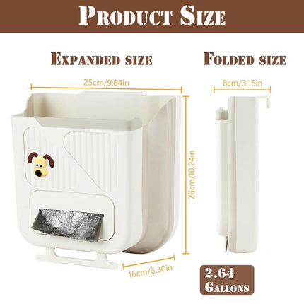 Hanging Waste Bin - Foldable Waste Bin - Kitchen Accessories - Organic Waste Bin - Countertop Waste Bin - Cabinet Door Waste Bin - Waste Separation - Camping - Caravan - Kitchen Aid - Space Saving - Trash Can - Waste Basket - Beige - 10L - 1 Piece.