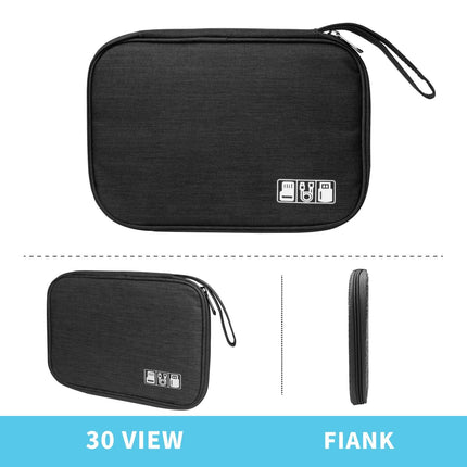 Cable Organizer - Electronics Organizer - Travel Bag - Cable Bag - Storage Bag - Charger - Power Bank - USB Stick - SD Card - Travel Accessories - Holiday - Office - Water-Repellent - Cable Management - Black - 1 Piece (Excluding Accessories).