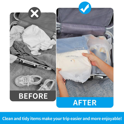 Shoe Bags - Travel Organizer - Shoe Storage - Suitcase Organizers - Transparent - Water-Repellent - Dust-Free - Storage Bags - Drawstring - Sneakers - Holiday Accessories - Sports Bag - Camping - White - Large Size - 10 Pieces.