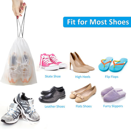 Shoe Bags - Travel Organizer - Shoe Storage - Suitcase Organizers - Transparent - Water-Repellent - Dust-Free - Storage Bags - Drawstring - Sneakers - Holiday Accessories - Sports Bag - Camping - White - Large Size - 10 Pieces.