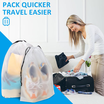 Shoe Bags - Travel Organizer - Shoe Storage - Suitcase Organizers - Transparent - Water-Repellent - Dust-Free - Storage Bags - Drawstring - Sneakers - Holiday Accessories - Sports Bag - Camping - White - Large Size - 10 Pieces.