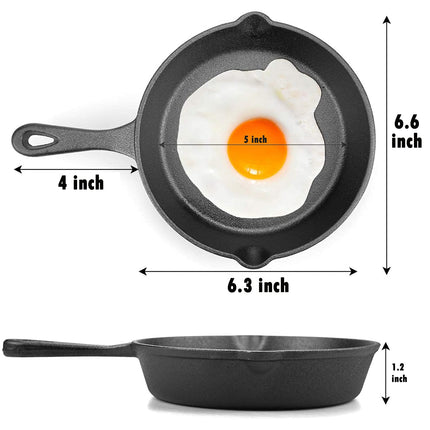 Cast Iron Frying Pan - Mini Skillet - Ø 16 cm - Egg Pan - Tapas Pan - BBQ - Camping - Serving Pan - Blini Pan - Pancake Pan - Saucepan - Melting Pan - Outdoor Cooking - Robust - Frying Pan - Kitchen Aid - Black - Cast Iron - 1 Piece.
