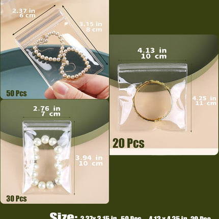 Transparent Grip Bags - Jewelry Bags - Anti-Oxidation - Ziplock Bags - Resealable Plastic Bags - Jewelry Storage - Diamond Painting Accessories - Thickened Sealing Bags - Waterproof & Dust-Free - PVC Packaging - 100 Pieces.