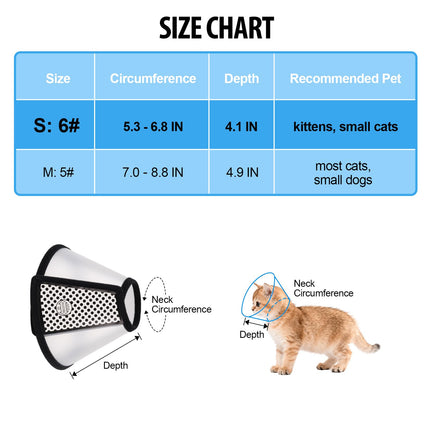 Cat Collar - Dog Cone - Anti-Lick Collar - Anti-Bite - Anti-Scratch - Adjustable - Soft Edge - Comfortable - Lightweight - Velcro Closure - Transparent - Washable - Neck Collar - Training Collar - Kitten - Small Cat - M - 18-21 cm - 1 Piece.