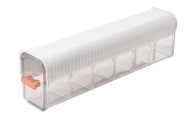 Underwear organizer - Sock organizer - Wardrobe organizer - Wall mounted - No drilling - Storage box with 6 compartments - Lingerie storage - Self-adhesive - Cable organizer - Transparent - Storage system - Space saving - White - 1 piece.