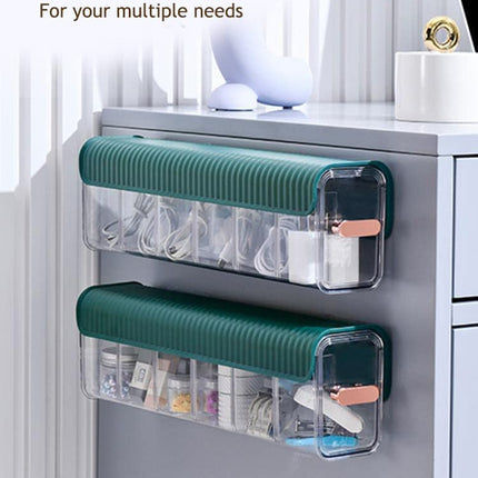 Underwear organizer - Sock organizer - Wardrobe organizer - Wall mounted - No drilling - Storage box with 6 compartments - Lingerie storage - Self-adhesive - Cable organizer - Transparent - Storage system - Space saving - White - 1 piece.