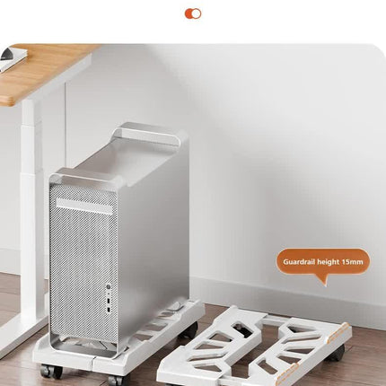 PC Stand with Wheels - Computer Holder - CPU Trolley - Mobile - PC Cart - Desktop Stand - Computer Case Holder - Gaming Setup - Office Supplies - Floor Stand - Computer Accessories - Adjustable Width - Black - 1 Piece.