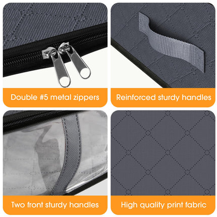 Clothing Storage Bag - Underbed Storage Box - Wardrobe Organizer - Duvet Storage Bag - Large Textile Storage Box - Foldable Storage Bags - Bedding Basket - Clothing Storage - Pillow Bag - Underbed Box Fabric - Storage - Gray - 3 Pieces.