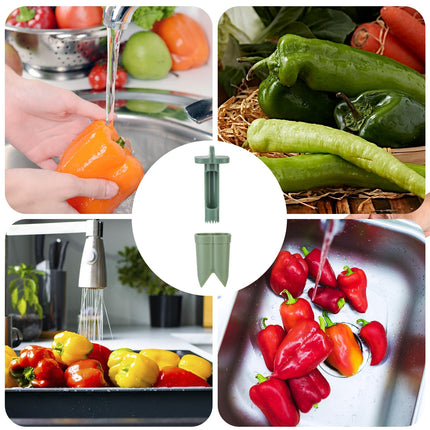 Bell Pepper Pitter - Jalapeño Pepper Drill - Chili Pepper Core Remover - Universal Vegetable Cutter - Kitchen Utensils - Bell Pepper Drill - Seed Remover - Handy Kitchen Aid - Fruit and Vegetable Tool - Kitchen Accessories - Green - 2 Pieces.