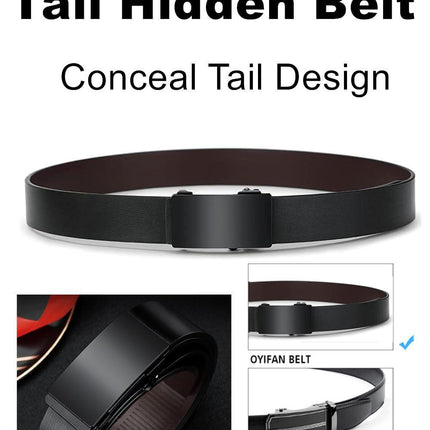 Men's Belt - Men's Trouser Belt - Belt with Automatic Buckle - Click Belt - Belt Without Holes - Luxury Costume Belt - Jeans Belt - Gift for Men - Infinitely Adjustable - 110 cm 120 cm 130 cm - Black - 3 Pieces.