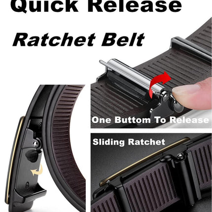 Men's Belt - Men's Trouser Belt - Belt with Automatic Buckle - Click Belt - Belt Without Holes - Luxury Costume Belt - Jeans Belt - Gift for Men - Infinitely Adjustable - 110 cm 120 cm 130 cm - Black - 3 Pieces.
