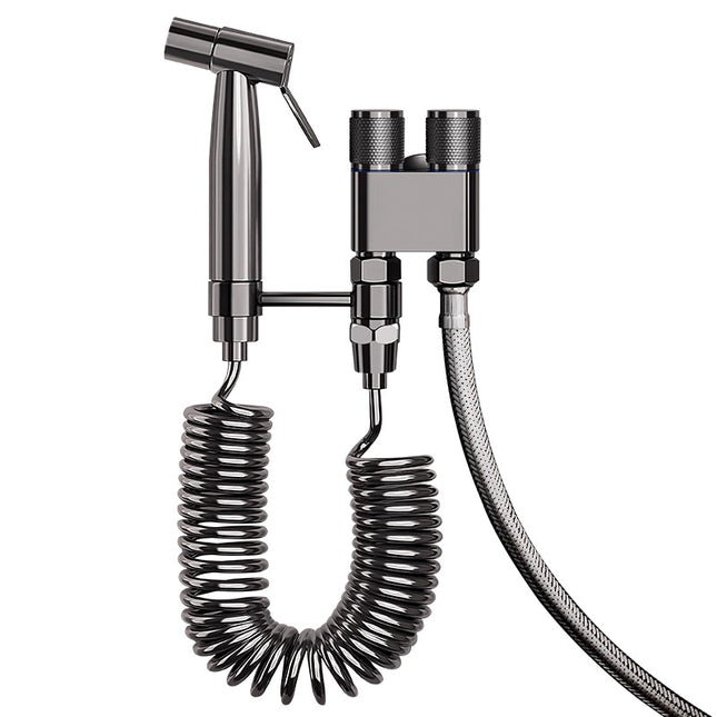 Bidet Sprayer - Hand Shower Toilet - Shattaf - WC Shower - Toilet Sprayer - Hand Bidet - Bidet Faucet - Intimate Hygiene - Stainless Steel - Bathroom Accessories - Complete Set with Hose - Including Adapter 1/2 to 3/8 - Gray - 1 Piece.