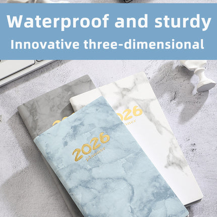 Pocket diary 2026 - A6 diary - Weekly planner - Yearly planner - Organizer - Planner book - 2026 diary for women - School diary - Weekly diary - Compact diary - Diary - Planning tool - Small diary - Marble design - Pink - 1 piece.