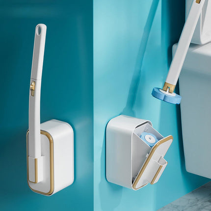 Toilet Brush Set - Toilet Brush with Holder - Cleaning Brush - Disposable Brush Heads - Refillable Toilet Brush - Sanitary Tool - Flexible Toilet Brush - Sponge Brush - Toilet Set - Bathroom Fittings - Including Refills - Household - White - 1 Piece.