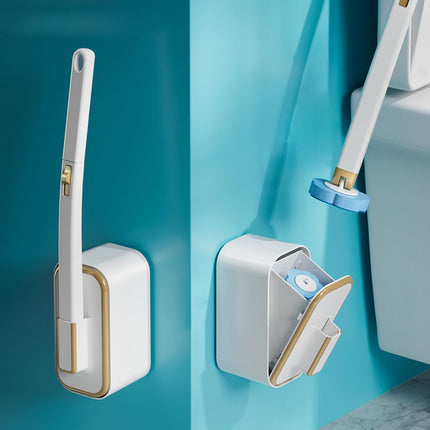 Toilet Brush Set - Toilet Brush with Holder - Cleaning Brush - Disposable Brush Heads - Refillable Toilet Brush - Sanitary Tool - Flexible Toilet Brush - Sponge Brush - Toilet Set - Bathroom Fittings - Including Refills - Household - White - 1 Piece.