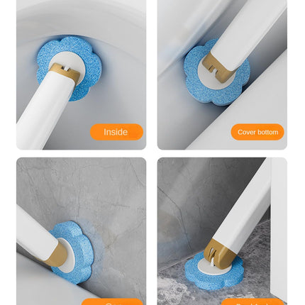 Toilet Brush Set - Toilet Brush with Holder - Cleaning Brush - Disposable Brush Heads - Refillable Toilet Brush - Sanitary Tool - Flexible Toilet Brush - Sponge Brush - Toilet Set - Bathroom Fittings - Including Refills - Household - White - 1 Piece.