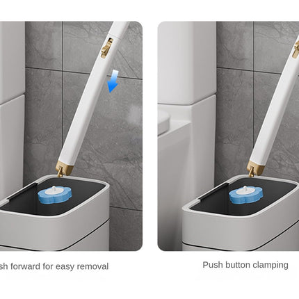 Toilet Brush Set - Toilet Brush with Holder - Cleaning Brush - Disposable Brush Heads - Refillable Toilet Brush - Sanitary Tool - Flexible Toilet Brush - Sponge Brush - Toilet Set - Bathroom Fittings - Including Refills - Household - White - 1 Piece.