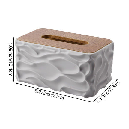 Tissue Box - Tissue Box - Handkerchief Box - Tissue Holder - Napkin Holder - Baby Wipes Box - Tissue Dispenser - Storage Box - Bathroom Accessories - Desk Organizer - Living Room Decoration - Bedroom Interior - Modern Design - Gray with Wood - 1 Piece.