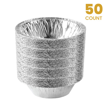Aluminum Trays - Airfryer Trays Round - Oven Trays - BBQ Drip Trays - Disposable Trays - Aluminum Bowls - Grill Accessories - Small Baking Pans - Food Containers - Heat Resistant - Grease Collection Trays - Catering Trays - Sturdy - Silver - 50 Pieces.