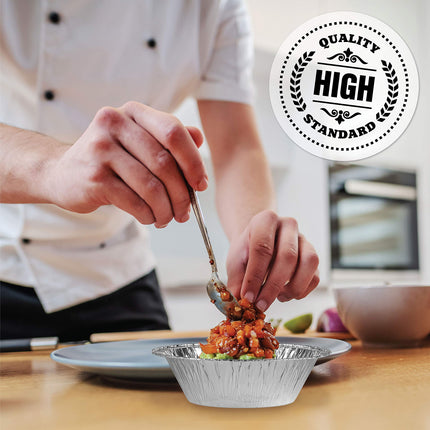 Aluminum Trays - Airfryer Trays Round - Oven Trays - BBQ Drip Trays - Disposable Trays - Aluminum Bowls - Grill Accessories - Small Baking Pans - Food Containers - Heat Resistant - Grease Collection Trays - Catering Trays - Sturdy - Silver - 50 Pieces.
