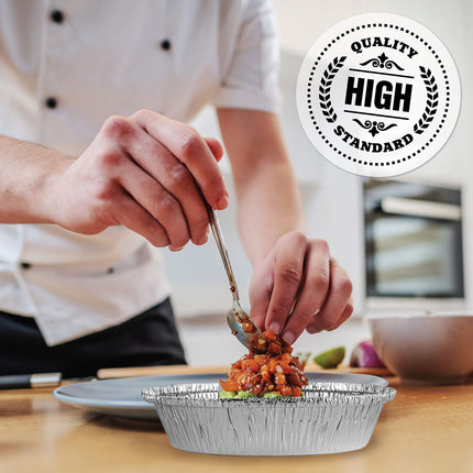 Aluminum Trays - Airfryer Trays Round - Oven Dishes - Aluminum Trays - Disposable Trays - BBQ Trays - Grill Accessories - Universal Baking Pans - Heat Resistant - Food Containers - Catering Trays - Baking and Roasting - Handy - Silver - 50 Pieces.