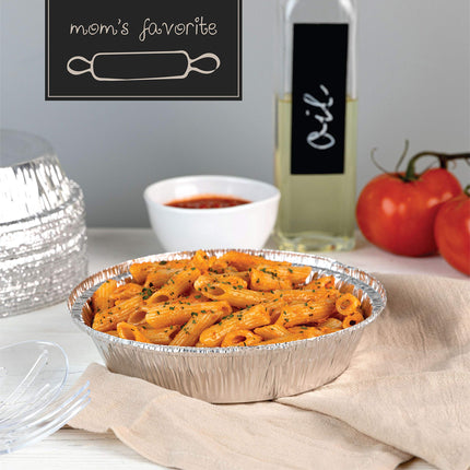Aluminum Trays - Airfryer Trays Round - Oven Dishes - Aluminum Trays - Disposable Trays - BBQ Trays - Grill Accessories - Universal Baking Pans - Heat Resistant - Food Containers - Catering Trays - Baking and Roasting - Handy - Silver - 50 Pieces.