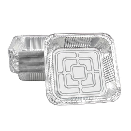 Aluminum Trays - Square Oven Dishes - Air Fryer Trays - Aluminum Bowls - Disposable Trays - BBQ Drip Trays - Grill Accessories - Baking Pans - Heat Resistant - Food Containers - Catering Trays - Meal Prep Trays - Practical - Silver - 50 Pieces.