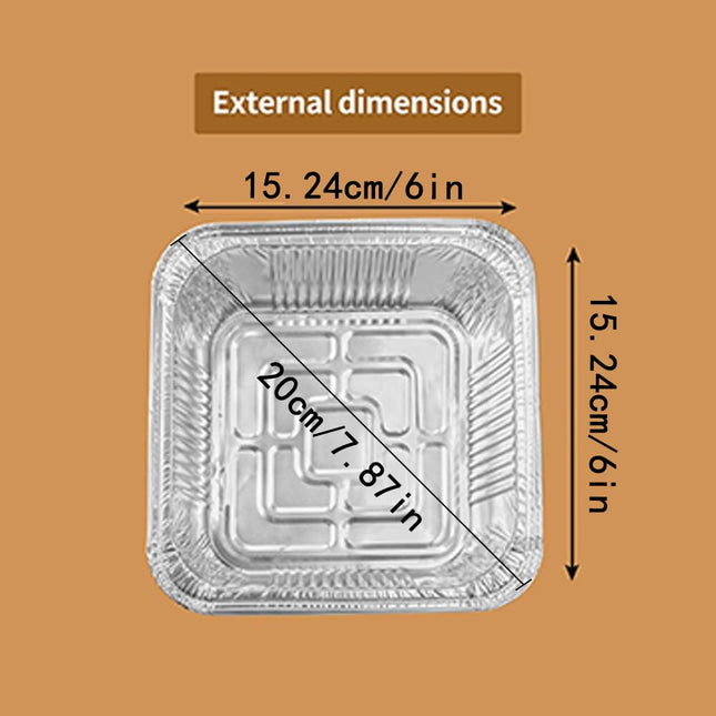 Aluminum Trays - Square Oven Dishes - Air Fryer Trays - Aluminum Bowls - Disposable Trays - BBQ Drip Trays - Grill Accessories - Baking Pans - Heat Resistant - Food Containers - Catering Trays - Meal Prep Trays - Practical - Silver - 50 Pieces.