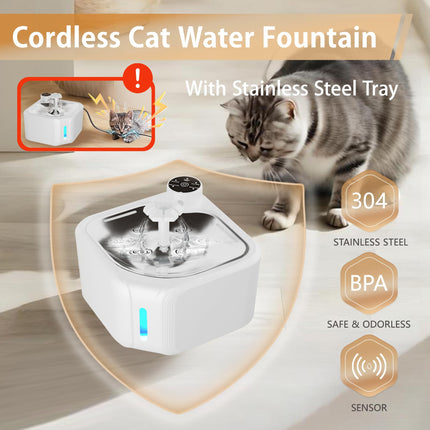 Cat Drinking Fountain - Water Fountain - Dog Drinking Bowl - Automatic Drinking Bowl - Cat Fountain - Dog Fountain - Water Dispenser - Whisper-Quiet - Includes 8 Filters - LED Lighting - Water Bowl - Pet Accessories - 2.8 Liters - White - 1 Piece.