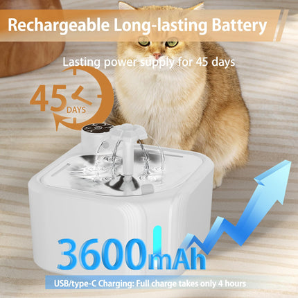 Cat Drinking Fountain - Water Fountain - Dog Drinking Bowl - Automatic Drinking Bowl - Cat Fountain - Dog Fountain - Water Dispenser - Whisper-Quiet - Includes 8 Filters - LED Lighting - Water Bowl - Pet Accessories - 2.8 Liters - White - 1 Piece.