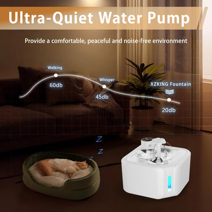 Cat Drinking Fountain - Water Fountain - Dog Drinking Bowl - Automatic Drinking Bowl - Cat Fountain - Dog Fountain - Water Dispenser - Whisper-Quiet - Includes 8 Filters - LED Lighting - Water Bowl - Pet Accessories - 2.8 Liters - White - 1 Piece.