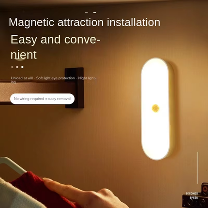 Closet Lighting - Night Light with Motion Sensor - LED Lamp - Kitchen Lighting - Stair Lighting - Wireless - Wardrobe Lighting - Indoor Wall Lamp - Bedside Lamp - Bedroom Accessories - Magnetic - Warm White Light - White - 1 Piece.