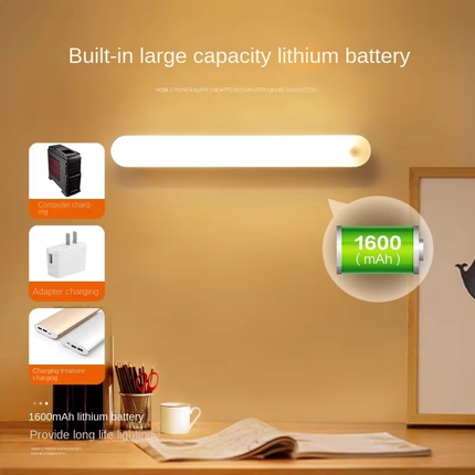 Closet Lighting - Night Light with Motion Sensor - LED Lamp - Kitchen Lighting - Stair Lighting - Wireless - Wardrobe Lighting - Indoor Wall Lamp - Bedside Lamp - Bedroom Accessories - Magnetic - Warm White Light - White - 1 Piece.