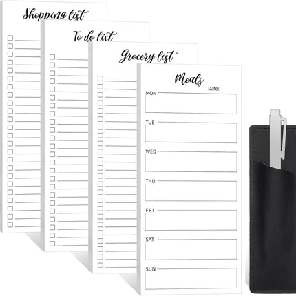 Magnetic Notepad Fridge - Grocery List - Weekly Planner - To Do List - Meal Planner - Memo Pad - Writing Pad - Menu Planner - Notebook - Magnetic Lists - To-Do List - White - 4 Pieces.