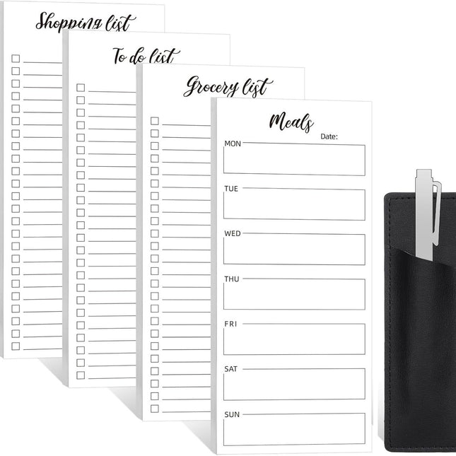 Magnetic Notepad Fridge - Grocery List - Weekly Planner - To Do List - Meal Planner - Memo Pad - Writing Pad - Menu Planner - Notebook - Magnetic Lists - To-Do List - White - 4 Pieces.