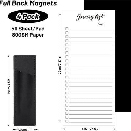 Magnetic Notepad Fridge - Grocery List - Weekly Planner - To Do List - Meal Planner - Memo Pad - Writing Pad - Menu Planner - Notebook - Magnetic Lists - To-Do List - White - 4 Pieces.